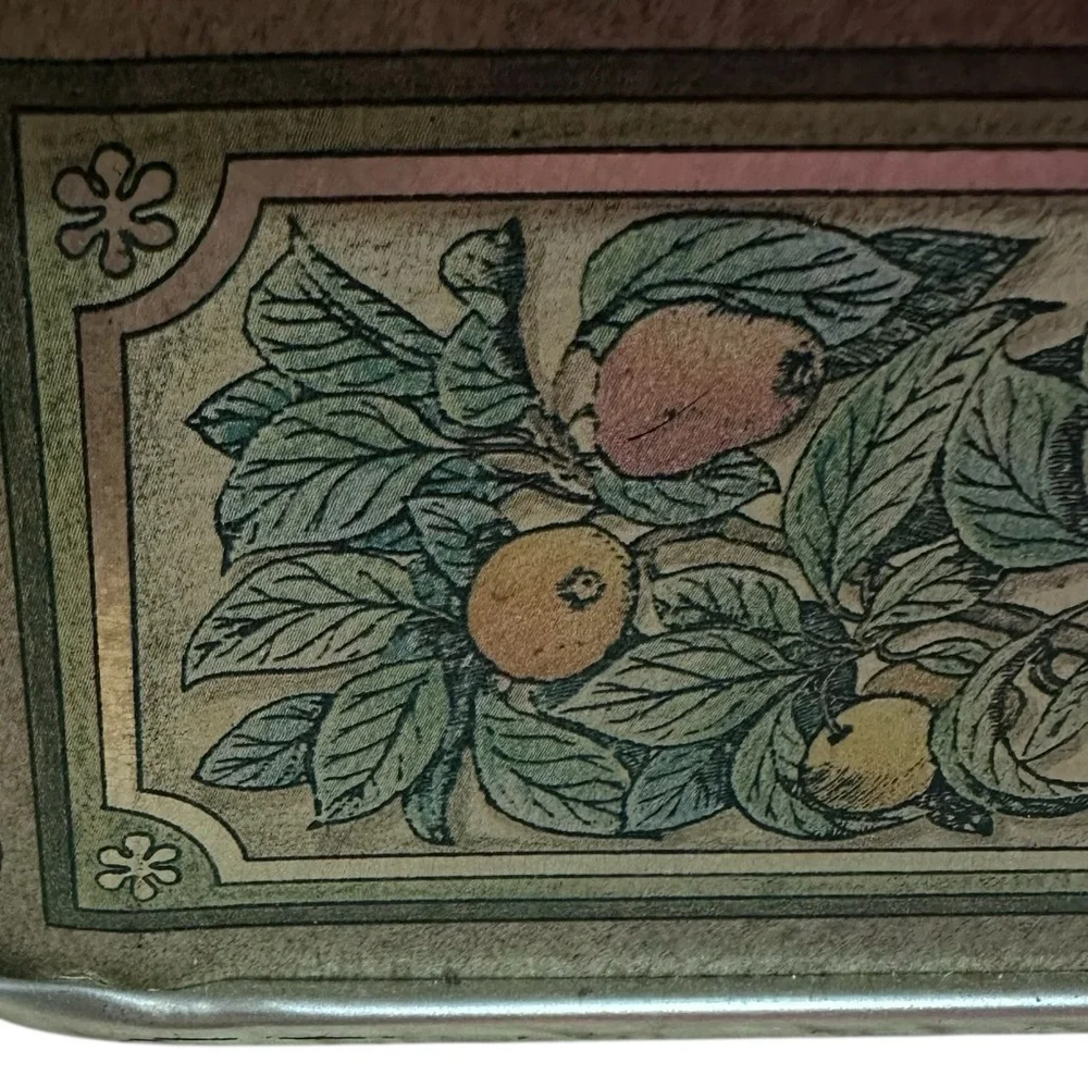 Vintage Metal Fruit Design Tray with‎ Handles 7.5 Inch Length